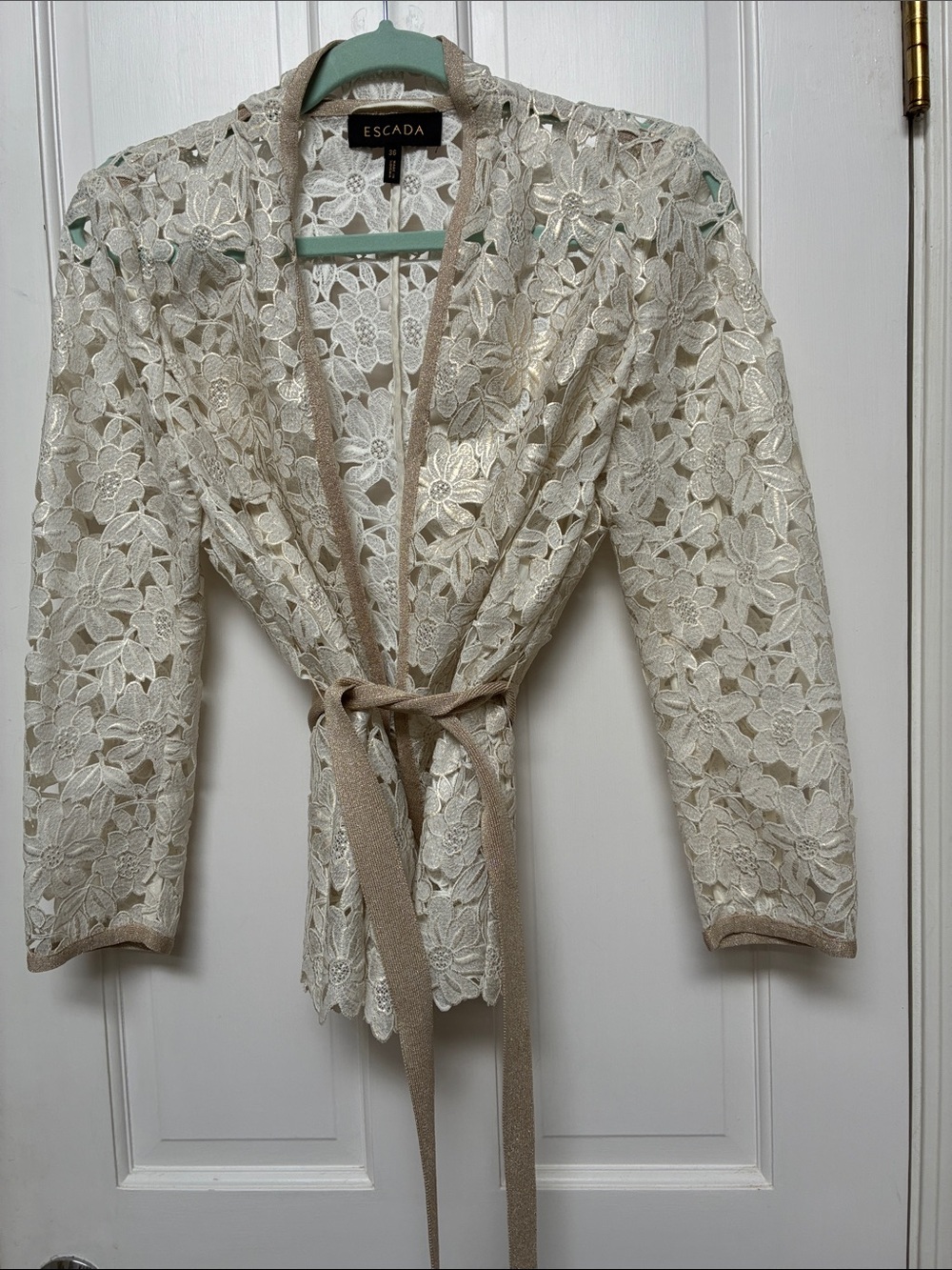 Escada Ivory and gold Floral Lace jacket